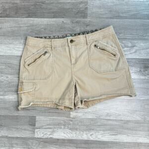 Utility Cargo Shorts Size 11/12 Beige Distressed Hem Zip Pockets Maurices